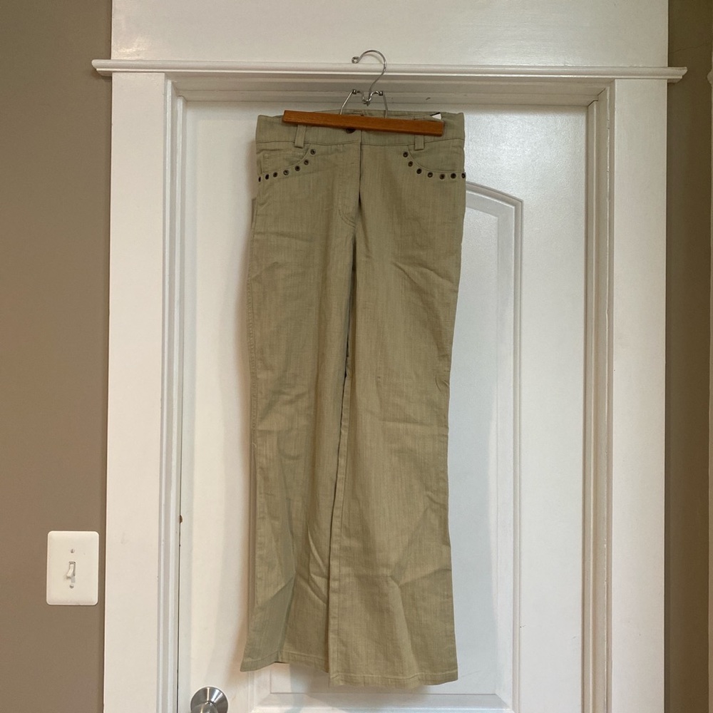 Green straight leg pants